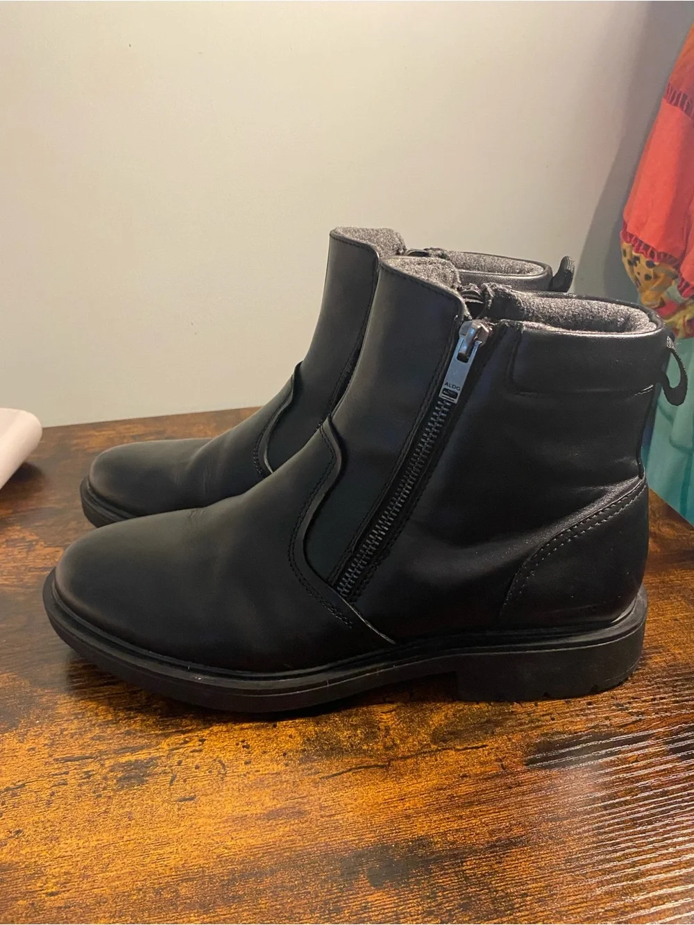 Aldo Black Waterproof Leather Chukka Zip Boots